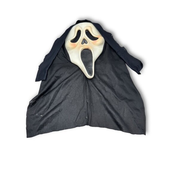 Vintage 90s Easter Unlimited Ghost Face Scream Mask With Black Hood - Picture 1 of 9